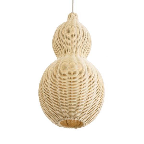KINGSTOWN 02168 Boho Κρεμαστό Φωτιστικό Πλέγμα Μονόφωτο 1 x E27 IP20 Μπεζ Ξύλο - Μ30 x Π30 x Υ60cm - Image 5