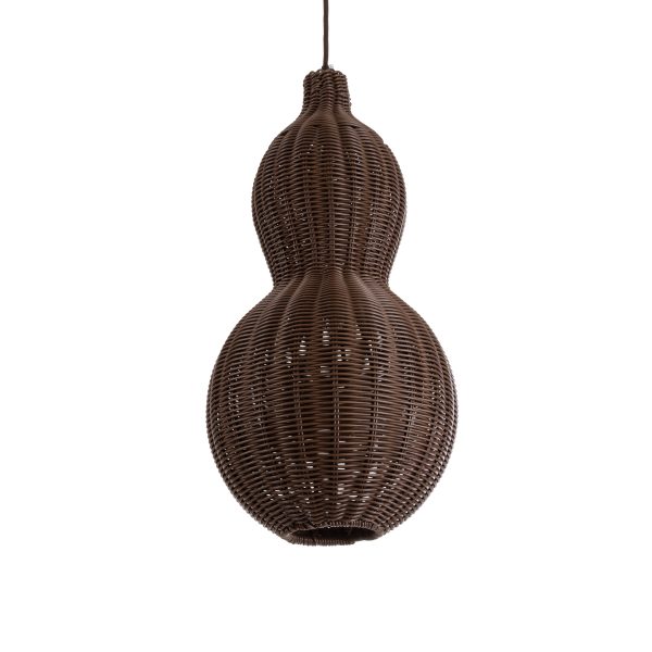 KINGSTOWN 02169 Boho Κρεμαστό Φωτιστικό Πλέγμα Μονόφωτο 1 x E27 IP20 Καφέ Ξύλο - Μ30 x Π30 x Υ60cm