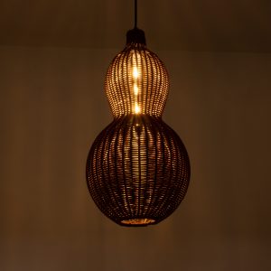 KINGSTOWN 02169 Boho Κρεμαστό Φωτιστικό Πλέγμα Μονόφωτο 1 x E27 IP20 Καφέ Ξύλο – Μ30 x Π30 x Υ60cm