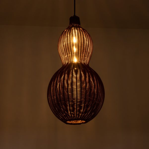 KINGSTOWN 02169 Boho Κρεμαστό Φωτιστικό Πλέγμα Μονόφωτο 1 x E27 IP20 Καφέ Ξύλο - Μ30 x Π30 x Υ60cm - Image 2