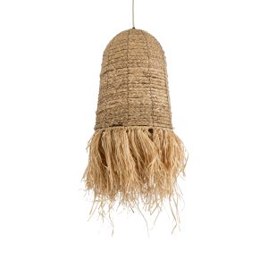 PORTOFERRAIO 02170 Boho Κρεμαστό Φωτιστικό Πλέγμα Μονόφωτο 1 x E27 IP20 Μπεζ Ράφια – Μ30 x Π30 x Υ70cm