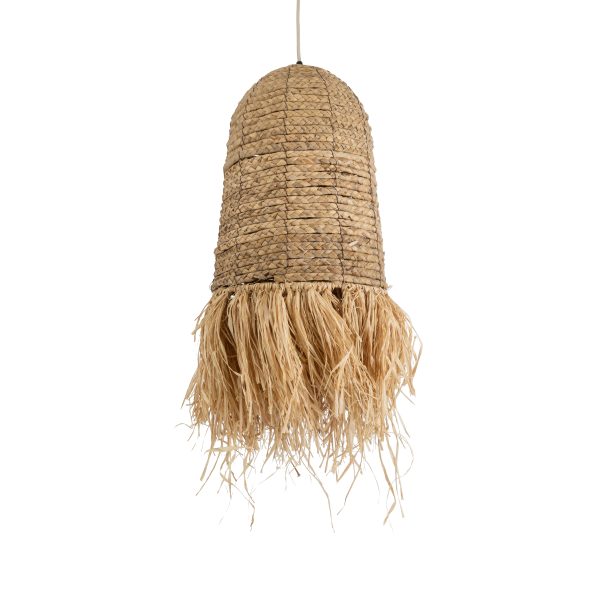 PORTOFERRAIO 02170 Boho Κρεμαστό Φωτιστικό Πλέγμα Μονόφωτο 1 x E27 IP20 Μπεζ Ράφια - Μ30 x Π30 x Υ70cm
