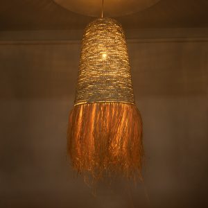 LETA 02171 Boho Κρεμαστό Φωτιστικό Πλέγμα Μονόφωτο 1 x E27 IP20 Μπεζ Ράφια – Μ50 x Π50 x Υ150cm
