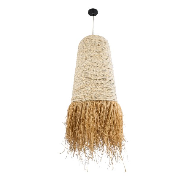 LETA 02171 Boho Κρεμαστό Φωτιστικό Πλέγμα Μονόφωτο 1 x E27 IP20 Μπεζ Ράφια - Μ50 x Π50 x Υ150cm - Image 3