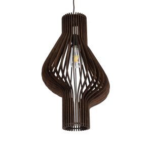 MIHIRO 02173 Boho Κρεμαστό Φωτιστικό Πλέγμα Μονόφωτο 1 x E27 IP20 Καφέ Ξύλο – Μ32 x Π32 x Υ56cm