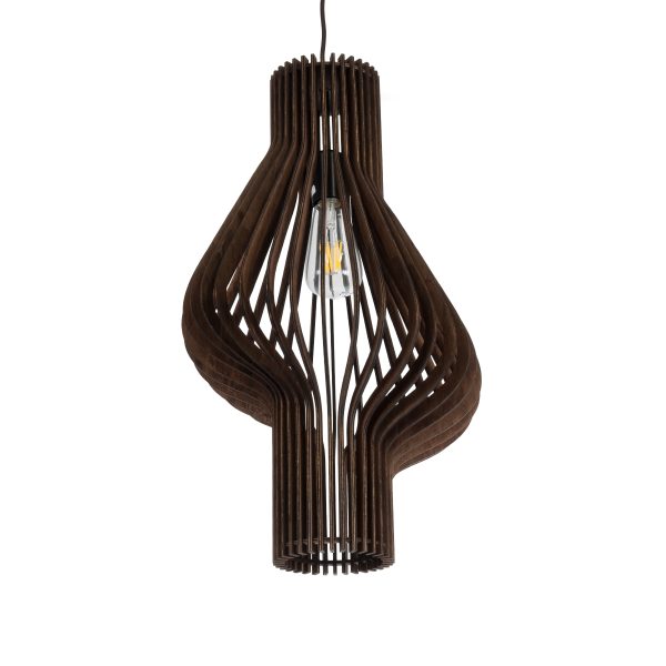 MIHIRO 02173 Boho Κρεμαστό Φωτιστικό Πλέγμα Μονόφωτο 1 x E27 IP20 Καφέ Ξύλο - Μ32 x Π32 x Υ56cm