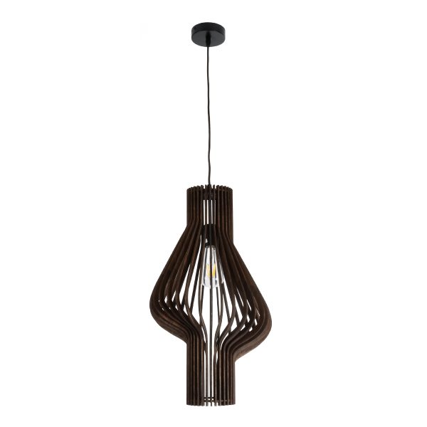MIHIRO 02173 Boho Κρεμαστό Φωτιστικό Πλέγμα Μονόφωτο 1 x E27 IP20 Καφέ Ξύλο - Μ32 x Π32 x Υ56cm - Image 3