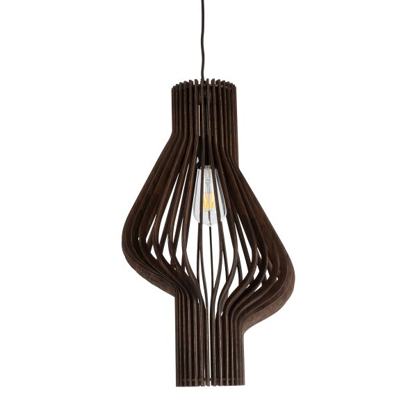 MIHIRO 02173 Boho Κρεμαστό Φωτιστικό Πλέγμα Μονόφωτο 1 x E27 IP20 Καφέ Ξύλο - Μ32 x Π32 x Υ56cm - Image 4