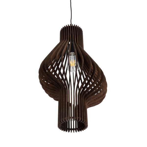 MIHIRO 02173 Boho Κρεμαστό Φωτιστικό Πλέγμα Μονόφωτο 1 x E27 IP20 Καφέ Ξύλο - Μ32 x Π32 x Υ56cm - Image 5