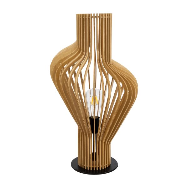 MIHIRO 02176 Boho Επιτραπέζιο Φωτιστικό Πορτατίφ Μονόφωτο 1 x E27 IP20 Καφέ Ξύλο με Μαύρο Μέταλλο - Μ33 x Π33 x Υ57cm - Image 3