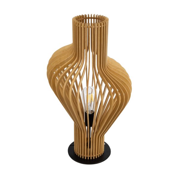 MIHIRO 02176 Boho Επιτραπέζιο Φωτιστικό Πορτατίφ Μονόφωτο 1 x E27 IP20 Καφέ Ξύλο με Μαύρο Μέταλλο - Μ33 x Π33 x Υ57cm - Image 4