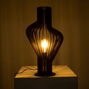 MIHIRO 02177 Boho Επιτραπέζιο Φωτιστικό Πορτατίφ Μονόφωτο 1 x E27 IP20 Καφέ Ξύλο με Μαύρο Μέταλλο – Μ33 x Π33 x Υ57cm