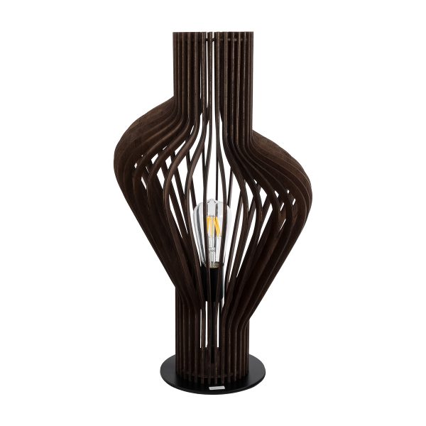 MIHIRO 02177 Boho Επιτραπέζιο Φωτιστικό Πορτατίφ Μονόφωτο 1 x E27 IP20 Καφέ Ξύλο με Μαύρο Μέταλλο - Μ33 x Π33 x Υ57cm - Image 3
