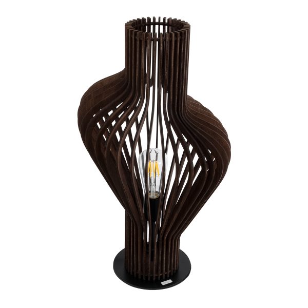 MIHIRO 02177 Boho Επιτραπέζιο Φωτιστικό Πορτατίφ Μονόφωτο 1 x E27 IP20 Καφέ Ξύλο με Μαύρο Μέταλλο - Μ33 x Π33 x Υ57cm - Image 4