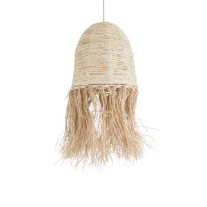 AREMBEPE 02178 Boho Κρεμαστό Φωτιστικό Πλέγμα Μονόφωτο 1 x E27 IP20 Μπεζ Ράφια – Μ34 x Π34 x Υ70cm