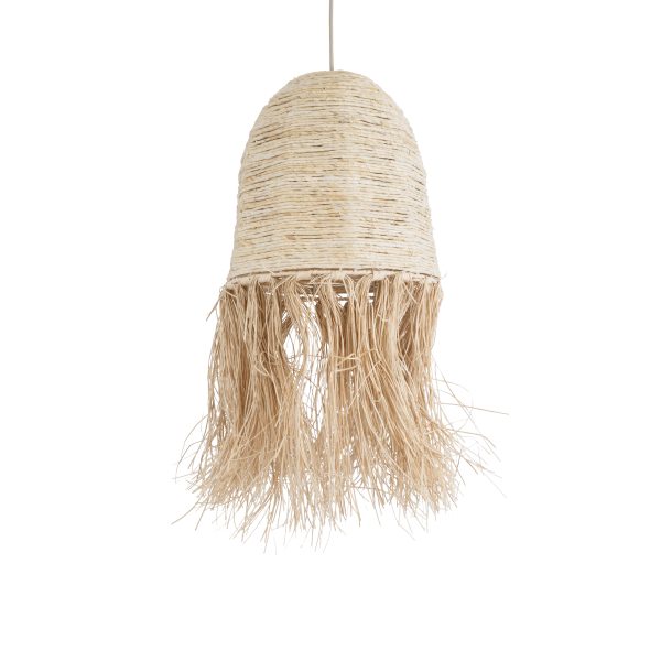 AREMBEPE 02178 Boho Κρεμαστό Φωτιστικό Πλέγμα Μονόφωτο 1 x E27 IP20 Μπεζ Ράφια - Μ34 x Π34 x Υ70cm