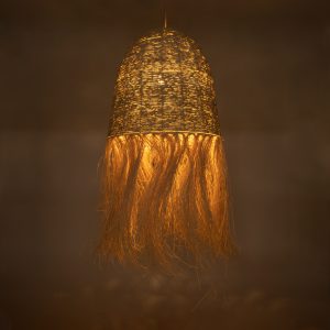 AREMBEPE 02179 Boho Κρεμαστό Φωτιστικό Πλέγμα Μονόφωτο 1 x E27 IP20 Μπεζ Ράφια – Μ60 x Π60 x Υ130cm