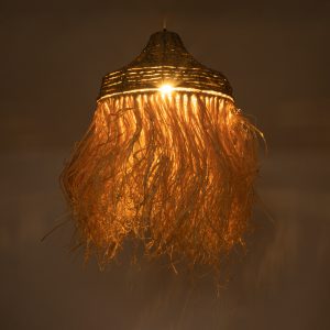 PORTOFERRAIO 02185 Boho Κρεμαστό Φωτιστικό Πλέγμα Μονόφωτο 1 x E27 IP20 Μπεζ Ράφια – Μ50 x Π50 x Υ80cm