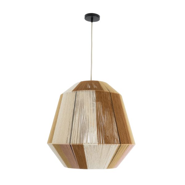SALERNO 02187 Boho Κρεμαστό Φωτιστικό Πλέγμα Μονόφωτο 1 x E27 IP20 Πολύχρωμο Σχοινί - Μ50 x Π50 x Υ50cm - Image 3