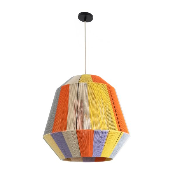 SALERNO 02188 Boho Κρεμαστό Φωτιστικό Πλέγμα Μονόφωτο 1 x E27 IP20 Πολύχρωμο Σχοινί - Μ50 x Π50 x Υ50cm - Image 3