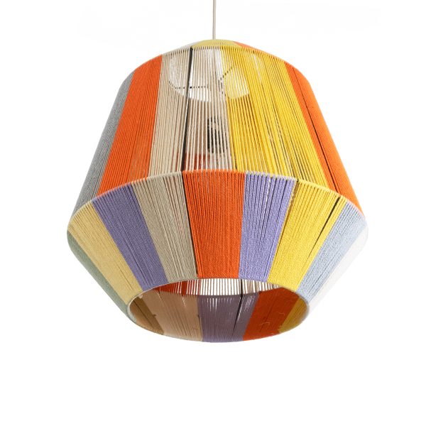 SALERNO 02188 Boho Κρεμαστό Φωτιστικό Πλέγμα Μονόφωτο 1 x E27 IP20 Πολύχρωμο Σχοινί - Μ50 x Π50 x Υ50cm - Image 5