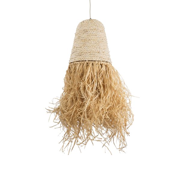 LETA 02189 Boho Κρεμαστό Φωτιστικό Πλέγμα Μονόφωτο 1 x E27 IP20 Μπεζ Ράφια - Μ34 x Π34 x Υ70cm