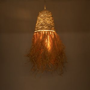 LETA 02189 Boho Κρεμαστό Φωτιστικό Πλέγμα Μονόφωτο 1 x E27 IP20 Μπεζ Ράφια – Μ34 x Π34 x Υ70cm