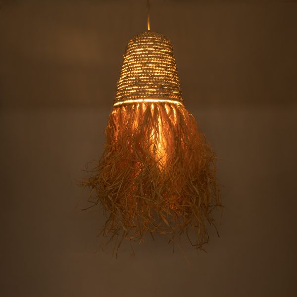 LETA 02189 Boho Κρεμαστό Φωτιστικό Πλέγμα Μονόφωτο 1 x E27 IP20 Μπεζ Ράφια - Μ34 x Π34 x Υ70cm - Image 2