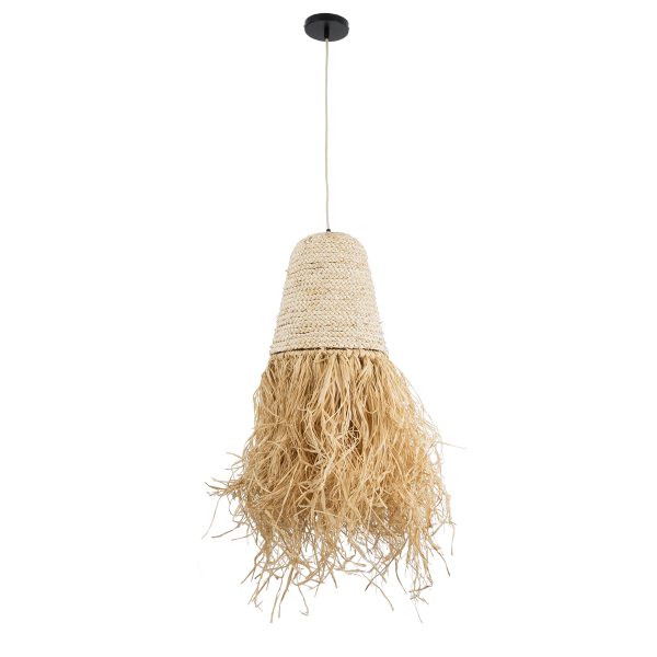 LETA 02189 Boho Κρεμαστό Φωτιστικό Πλέγμα Μονόφωτο 1 x E27 IP20 Μπεζ Ράφια - Μ34 x Π34 x Υ70cm - Image 3