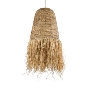 PORTOFERRAIO 02190 Boho Κρεμαστό Φωτιστικό Πλέγμα Μονόφωτο 1 x E27 IP20 Μπεζ Ράφια – Μ60 x Π60 x Υ120cm