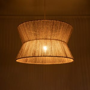 BISBEE 02204 Boho Κρεμαστό Φωτιστικό Πλέγμα Μονόφωτο 1 x E27 IP20 Μπεζ Σχοινί – Μ50 x Π50 x Υ28cm