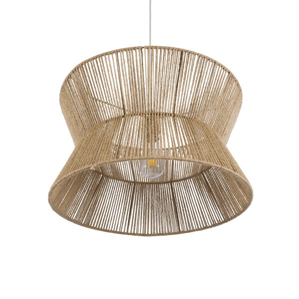 BISBEE 02204 Boho Κρεμαστό Φωτιστικό Πλέγμα Μονόφωτο 1 x E27 IP20 Μπεζ Σχοινί - Μ50 x Π50 x Υ28cm - Image 5