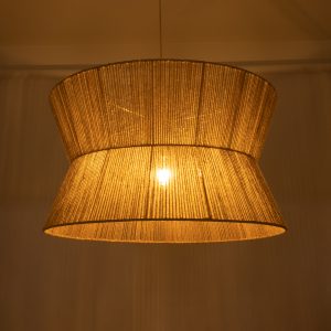 BISBEE 02205 Boho Κρεμαστό Φωτιστικό Πλέγμα Μονόφωτο 1 x E27 IP20 Μπεζ Σχοινί – Μ80 x Π80 x Υ48cm