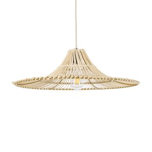 PALERMO 02208 Boho Κρεμαστό Φωτιστικό Πλέγμα Μονόφωτο 1 x E27 IP20 Μπεζ Ξύλο – Μ60 x Π60 x Υ20cm