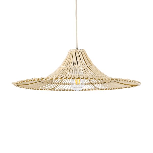 PALERMO 02208 Boho Κρεμαστό Φωτιστικό Πλέγμα Μονόφωτο 1 x E27 IP20 Μπεζ Ξύλο - Μ60 x Π60 x Υ20cm