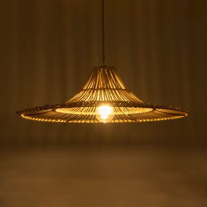 PALERMO 02208 Boho Κρεμαστό Φωτιστικό Πλέγμα Μονόφωτο 1 x E27 IP20 Μπεζ Ξύλο – Μ60 x Π60 x Υ20cm