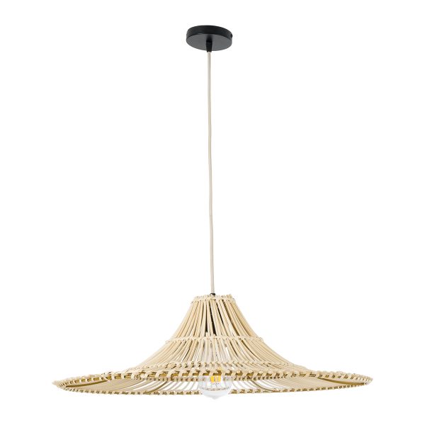 PALERMO 02208 Boho Κρεμαστό Φωτιστικό Πλέγμα Μονόφωτο 1 x E27 IP20 Μπεζ Ξύλο - Μ60 x Π60 x Υ20cm - Image 3