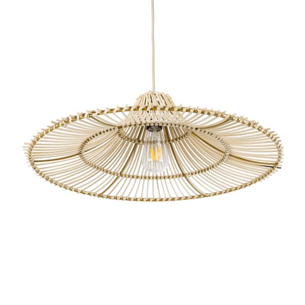 PALERMO 02208 Boho Κρεμαστό Φωτιστικό Πλέγμα Μονόφωτο 1 x E27 IP20 Μπεζ Ξύλο - Μ60 x Π60 x Υ20cm - Image 5