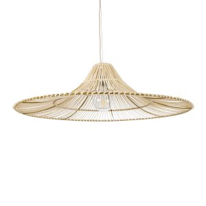 PALERMO 02209 Boho Κρεμαστό Φωτιστικό Πλέγμα Μονόφωτο 1 x E27 IP20 Μπεζ Ξύλο – Μ100 x Π100 x Υ30cm