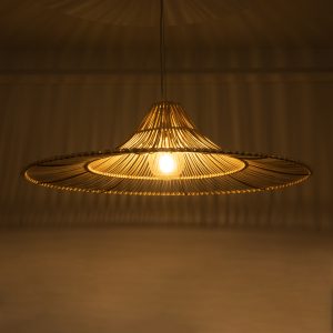 PALERMO 02209 Boho Κρεμαστό Φωτιστικό Πλέγμα Μονόφωτο 1 x E27 IP20 Μπεζ Ξύλο – Μ100 x Π100 x Υ30cm