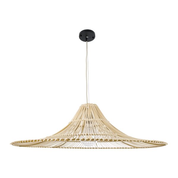 PALERMO 02209 Boho Κρεμαστό Φωτιστικό Πλέγμα Μονόφωτο 1 x E27 IP20 Μπεζ Ξύλο - Μ100 x Π100 x Υ30cm - Image 3