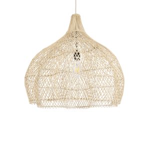 ADEJE 02210 Boho Κρεμαστό Φωτιστικό Πλέγμα Μονόφωτο 1 x E27 IP20 Μπεζ Ξύλο – Μ60 x Π60 x Υ60cm