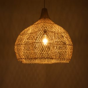 ADEJE 02210 Boho Κρεμαστό Φωτιστικό Πλέγμα Μονόφωτο 1 x E27 IP20 Μπεζ Ξύλο – Μ60 x Π60 x Υ60cm