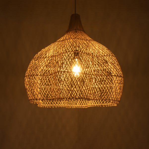 ADEJE 02210 Boho Κρεμαστό Φωτιστικό Πλέγμα Μονόφωτο 1 x E27 IP20 Μπεζ Ξύλο - Μ60 x Π60 x Υ60cm - Image 2