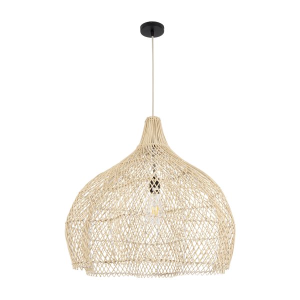 ADEJE 02210 Boho Κρεμαστό Φωτιστικό Πλέγμα Μονόφωτο 1 x E27 IP20 Μπεζ Ξύλο - Μ60 x Π60 x Υ60cm - Image 3