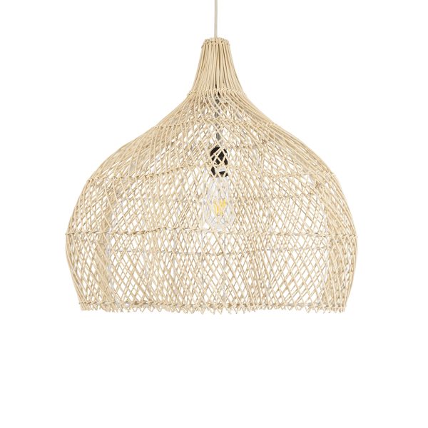 ADEJE 02210 Boho Κρεμαστό Φωτιστικό Πλέγμα Μονόφωτο 1 x E27 IP20 Μπεζ Ξύλο - Μ60 x Π60 x Υ60cm - Image 4