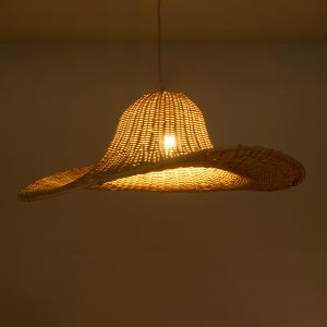 ESPARGOS 02214 Boho Κρεμαστό Φωτιστικό Πλέγμα Μονόφωτο 1 x E27 IP20 Μπεζ Ξύλο – Μ70 x Π70 x Υ35cm