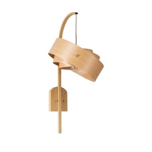 KALAMA 02223 Boho Επιτοίχιο Φωτιστικό Απλίκα Μονόφωτο 1 x E27 IP20 Μπεζ Ξύλο – Μ30 x Π40 x Υ70cm
