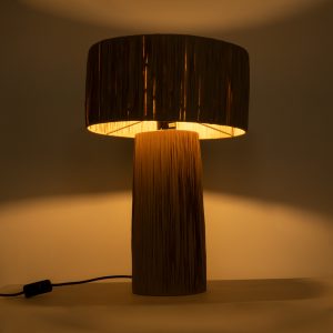 NASSAU 02233 Boho Επιτραπέζιο Φωτιστικό Πορτατίφ Μονόφωτο 1 x E27 IP20 Καφέ Raffia – Μ37 x Π37 x Υ55cm