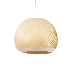KAILANI 02242 Boho Κρεμαστό Φωτιστικό Καμπάνα Μονόφωτο 1 x E27 IP20 Μπεζ Ξύλο – Μ40 x Π40 x Υ30cm
